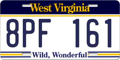 WV license plate 8PF161