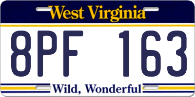 WV license plate 8PF163