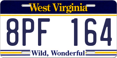 WV license plate 8PF164