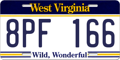 WV license plate 8PF166