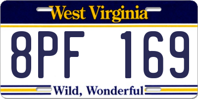 WV license plate 8PF169