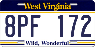 WV license plate 8PF172