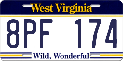 WV license plate 8PF174
