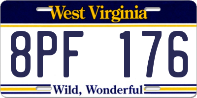 WV license plate 8PF176