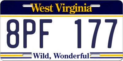 WV license plate 8PF177