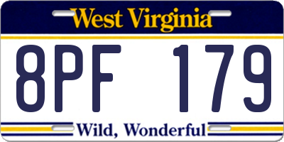 WV license plate 8PF179