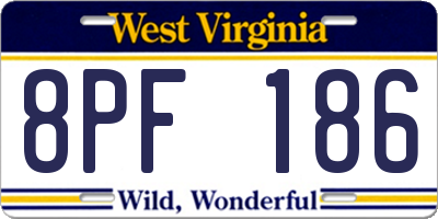 WV license plate 8PF186