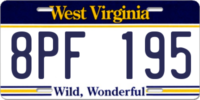 WV license plate 8PF195