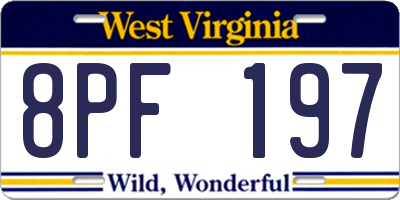 WV license plate 8PF197