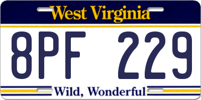 WV license plate 8PF229