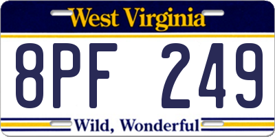 WV license plate 8PF249
