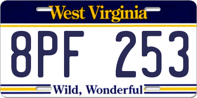 WV license plate 8PF253