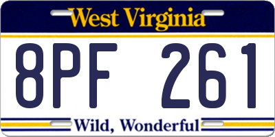 WV license plate 8PF261