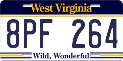 WV license plate 8PF264