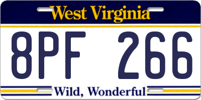 WV license plate 8PF266