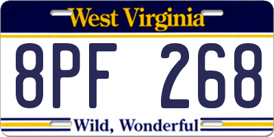 WV license plate 8PF268