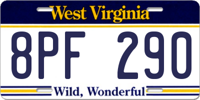 WV license plate 8PF290
