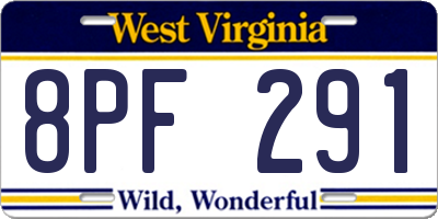 WV license plate 8PF291