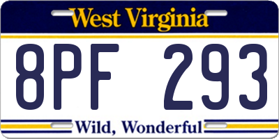 WV license plate 8PF293