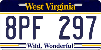WV license plate 8PF297