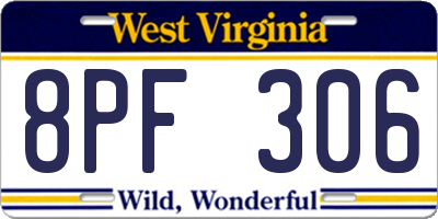 WV license plate 8PF306