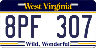 WV license plate 8PF307