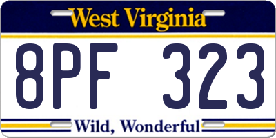 WV license plate 8PF323