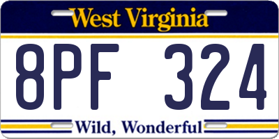 WV license plate 8PF324