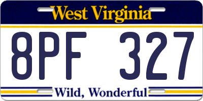 WV license plate 8PF327