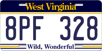 WV license plate 8PF328