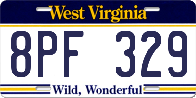 WV license plate 8PF329