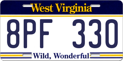 WV license plate 8PF330