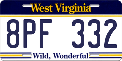 WV license plate 8PF332