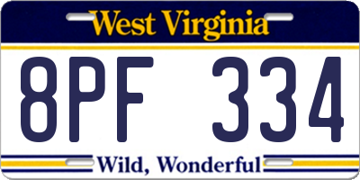 WV license plate 8PF334