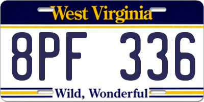 WV license plate 8PF336