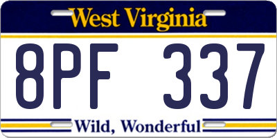 WV license plate 8PF337