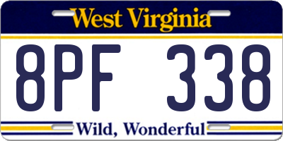 WV license plate 8PF338