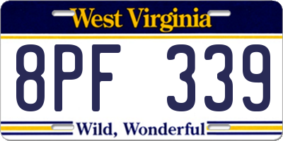 WV license plate 8PF339