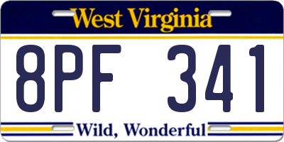 WV license plate 8PF341