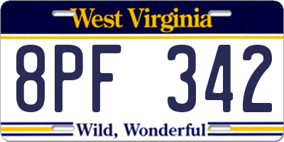 WV license plate 8PF342