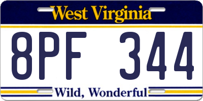 WV license plate 8PF344