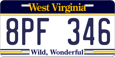 WV license plate 8PF346
