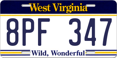WV license plate 8PF347