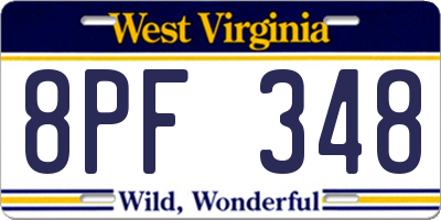 WV license plate 8PF348