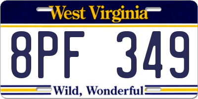 WV license plate 8PF349