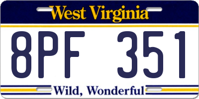 WV license plate 8PF351