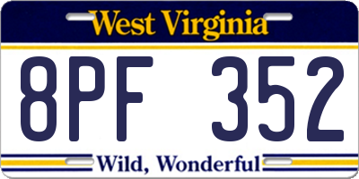 WV license plate 8PF352