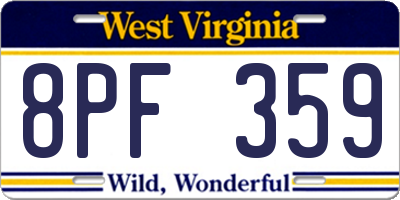 WV license plate 8PF359