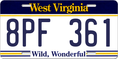 WV license plate 8PF361