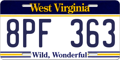 WV license plate 8PF363